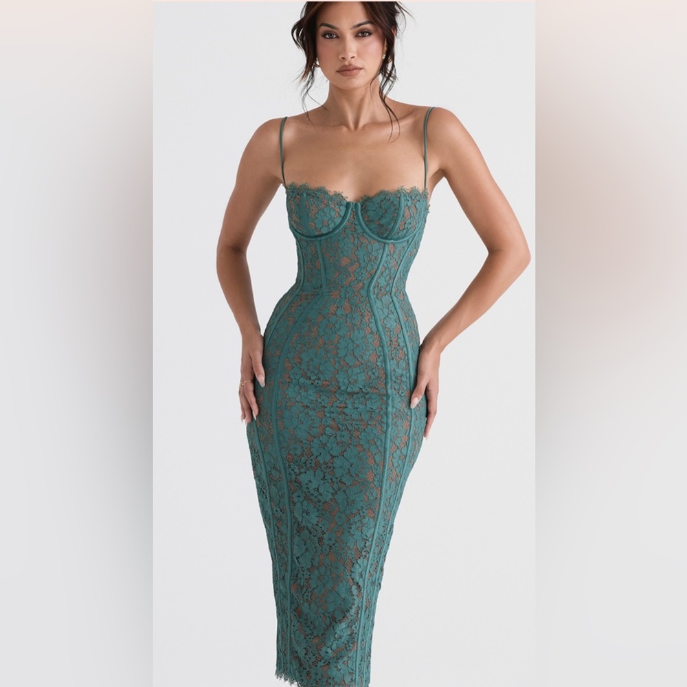 House of CB Joelle dress Size Medium Plus Cup Forest Green